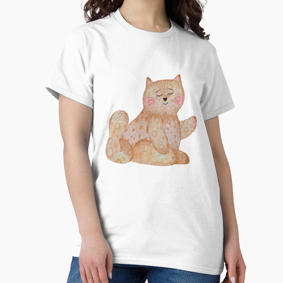 Cat textured pink pastel a watercolor sketch by Yana Mustafina | Boho Soulful Designs