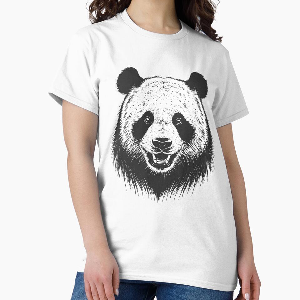 Giant Panda Bear Face Drawing by dfunky