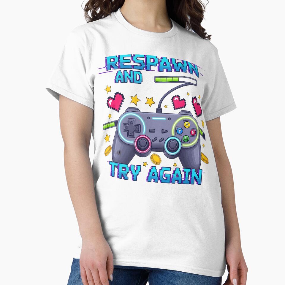 Respawn And Try Again - Retro Gaming Controller Pixel Art Motivational Design by AnnDesignStudio
