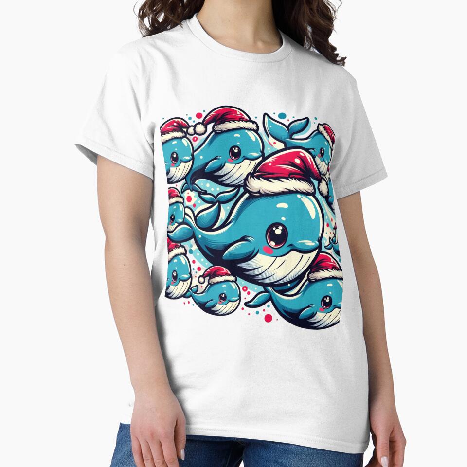 Festive Fins - Jolly Whales in Holiday Gear by ArtFeverShop