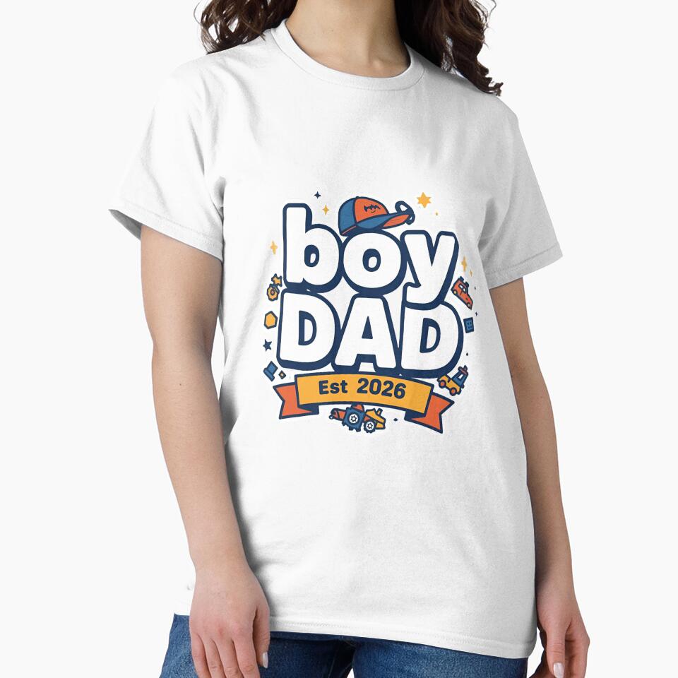 Boy Dad Est 2026 Proud New Dad T-Shirt – Fatherhood Announcemen by GAIDREDA