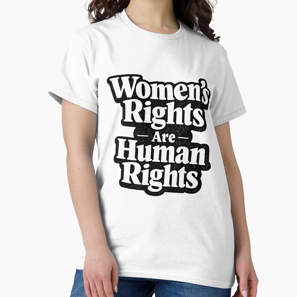 Women's Rights Are Human Rights Distressed Vintage Typography T-Shirt | Feminist Empowerment by Velora Printss