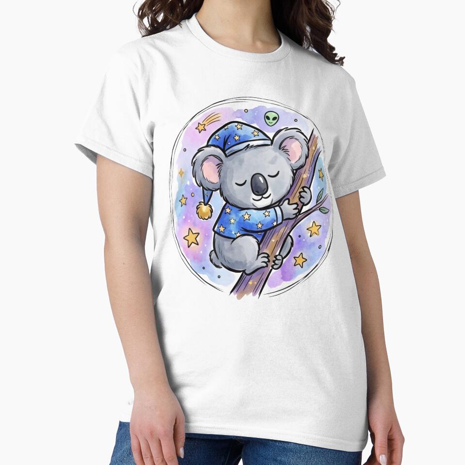 Cute Sleeping Koala | Kawaii Bedtime Animal | Cozy Nursery Galaxy Art | Baby & Kids Gift by Cosmic Doodle Co.