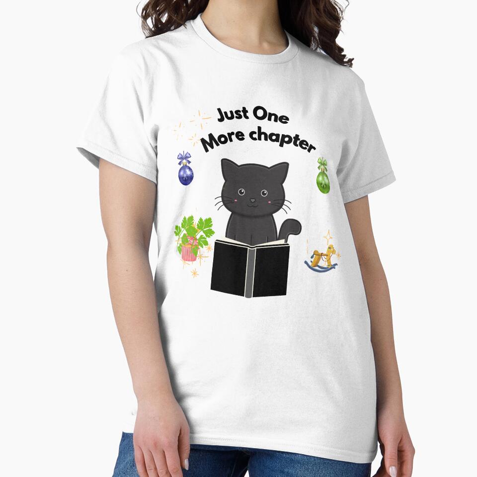 Just One More Chapter Cute Black Cat Reading Book Nerd by vibecraft_studio2