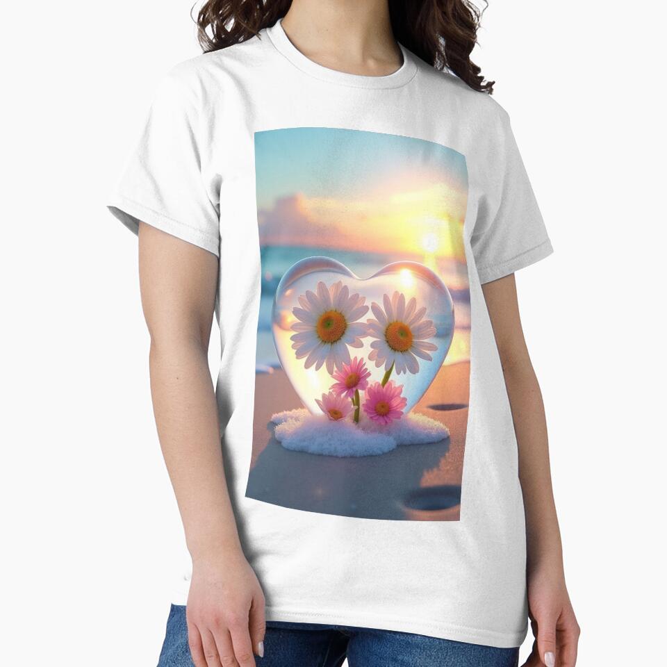Valentines Day heart with daisies on the beach, valentine  landscape,valentine art,valentine design by Expressions-Sel