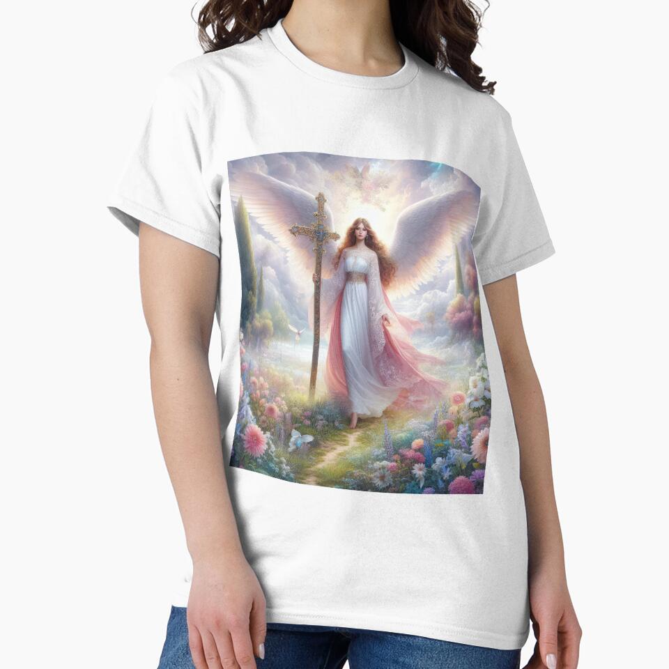 Angel holds the cross fantasy easter landscape by Expressions-Sel