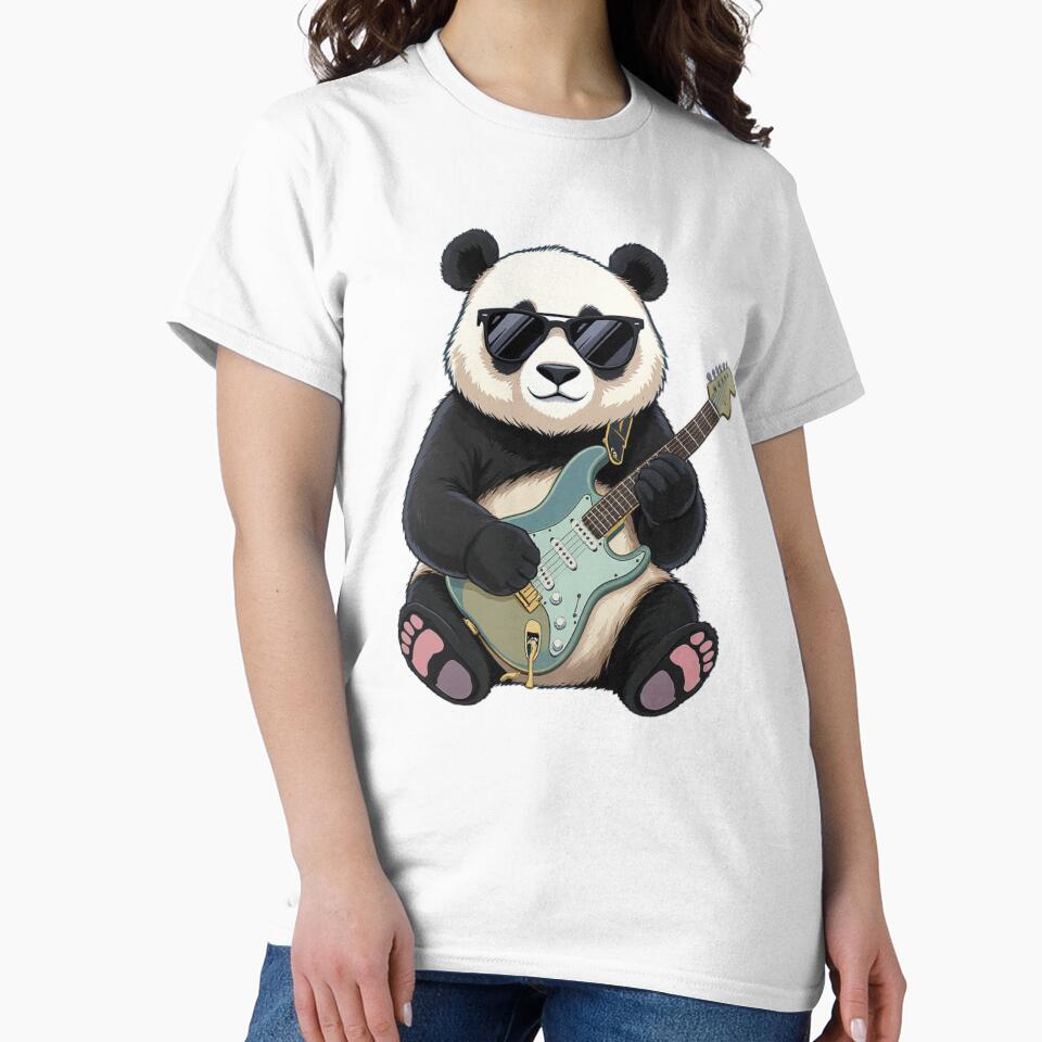 Panda Guitar Cool Illustration | Sunglasses Panda Playing Electric Guitar | Chill Music Design by ColorSplash123
