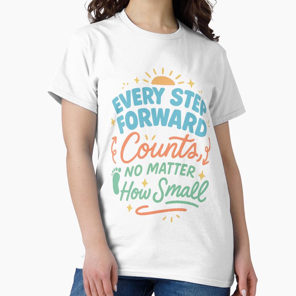 Every Step Forward Counts – Positive Motivational Quote Design by inkoutninja