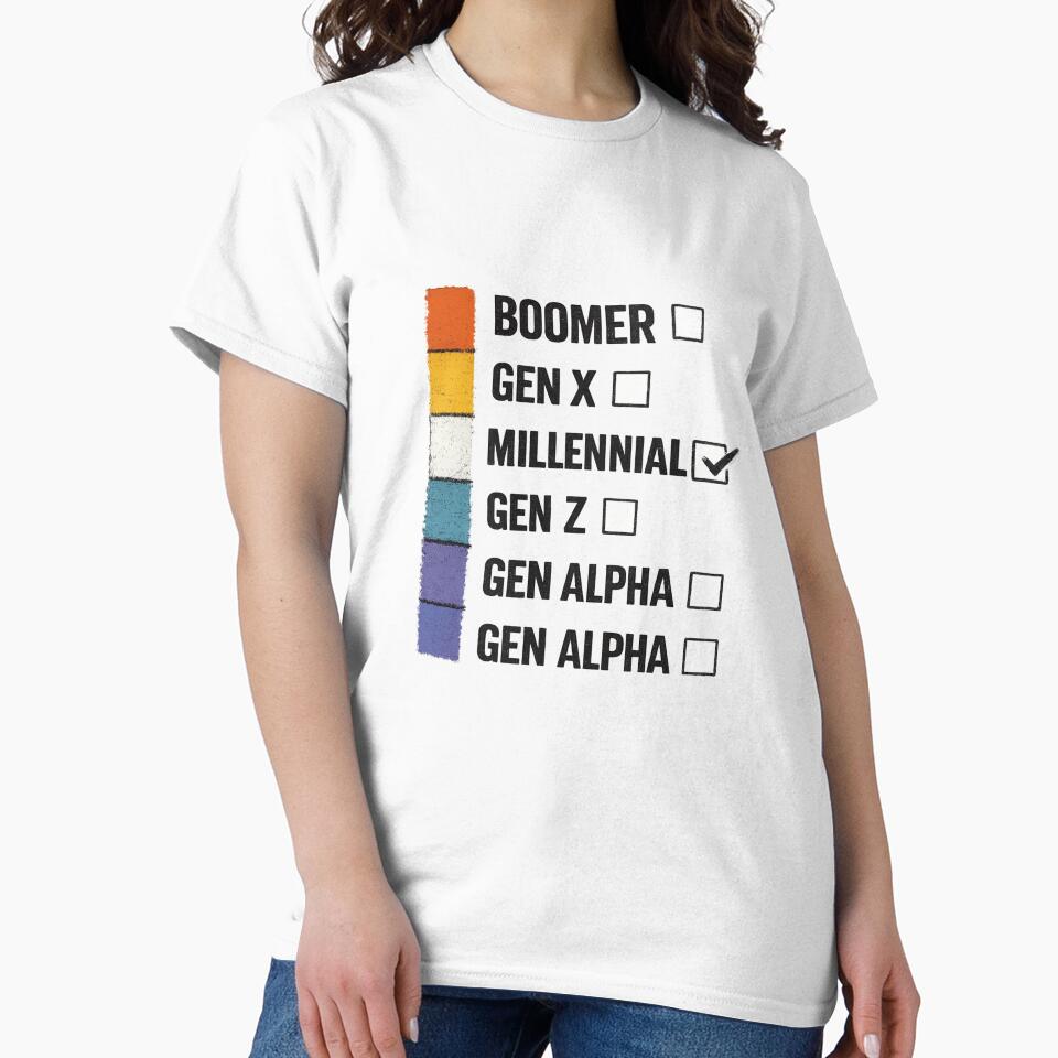 Boomer Gen X Millennial Gen Z Gen Alpha Generation Checklist Funny Millennial Gift by SHREE ART STUDIO