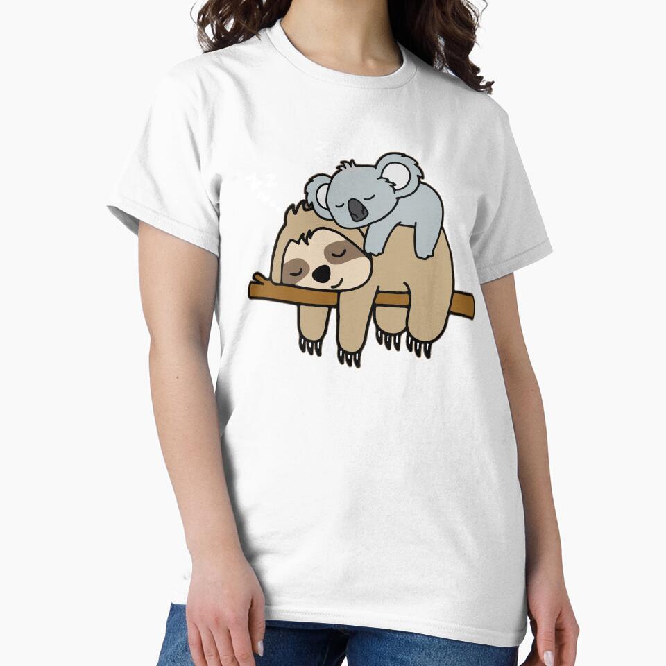 Funny Lazy Sloth With Baby Koala Mama Bear Sleeping by cxytees