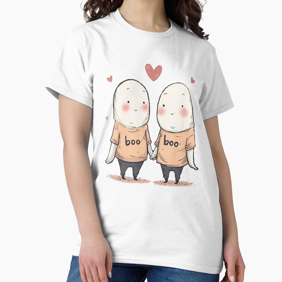 Cute Ghost Couple Matching Boo Shirts by cr6zym1nd