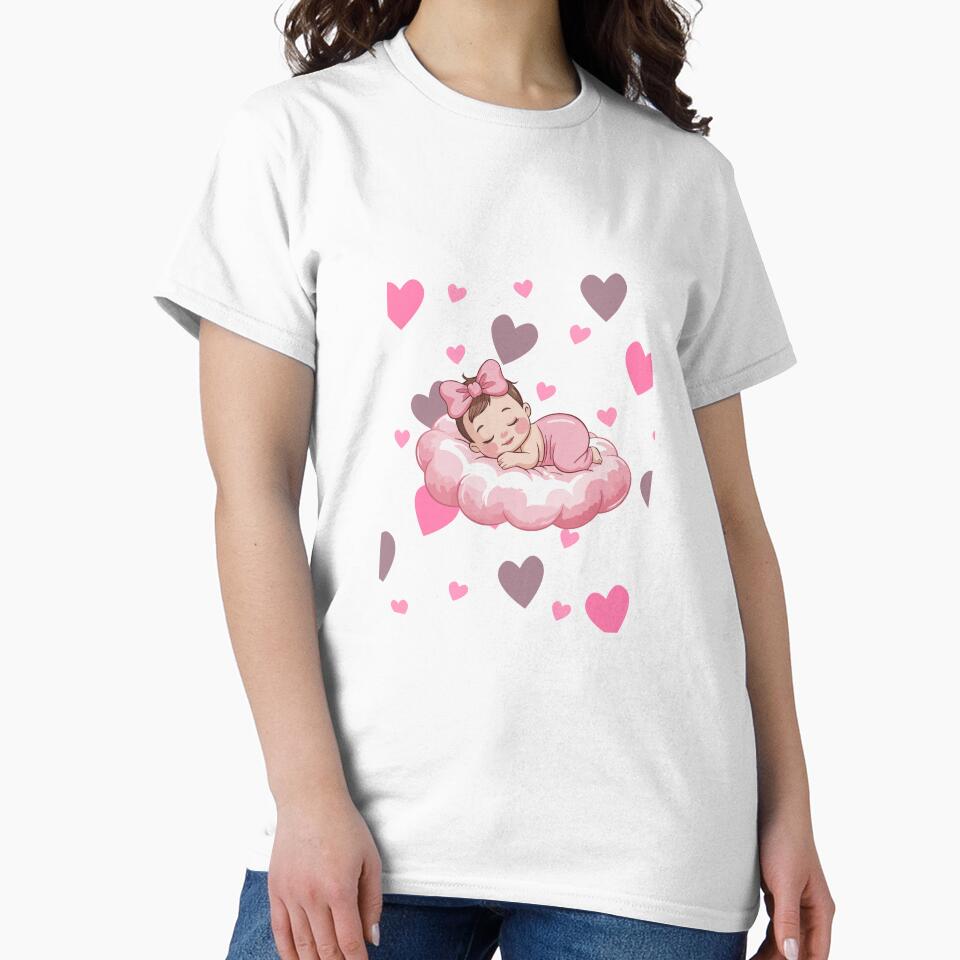 Pink Baby Sleeping on a Cloud by designhivebyj