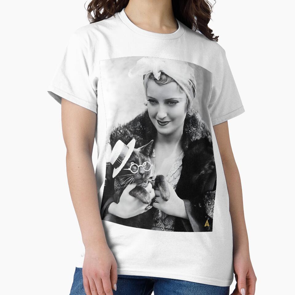 1932 American actress and singer Jeanette MacDonald with her cat named Pussumus vintage cat lady photograph poster art print by Astrid Arkhangelsky