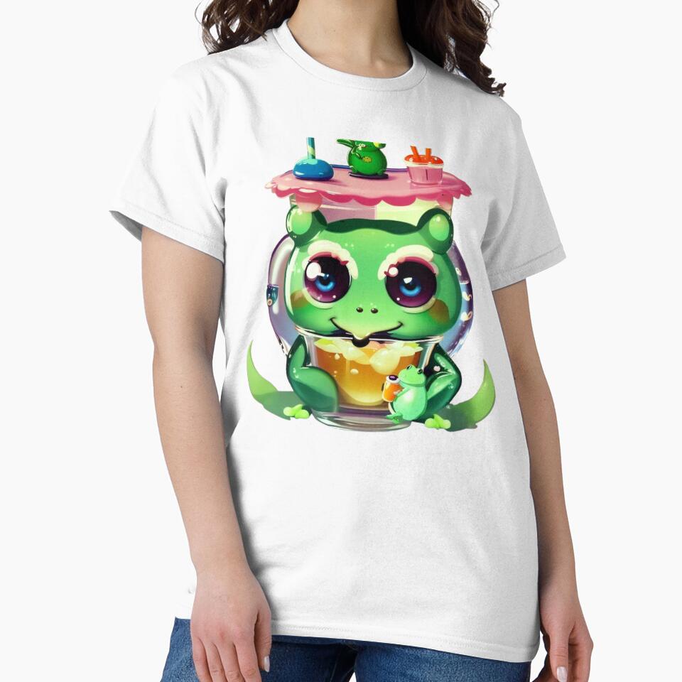 Cute Kawaii Frog in Bubble Tea Jar – Cozy Pastel Frog Illustration by Noctavia07