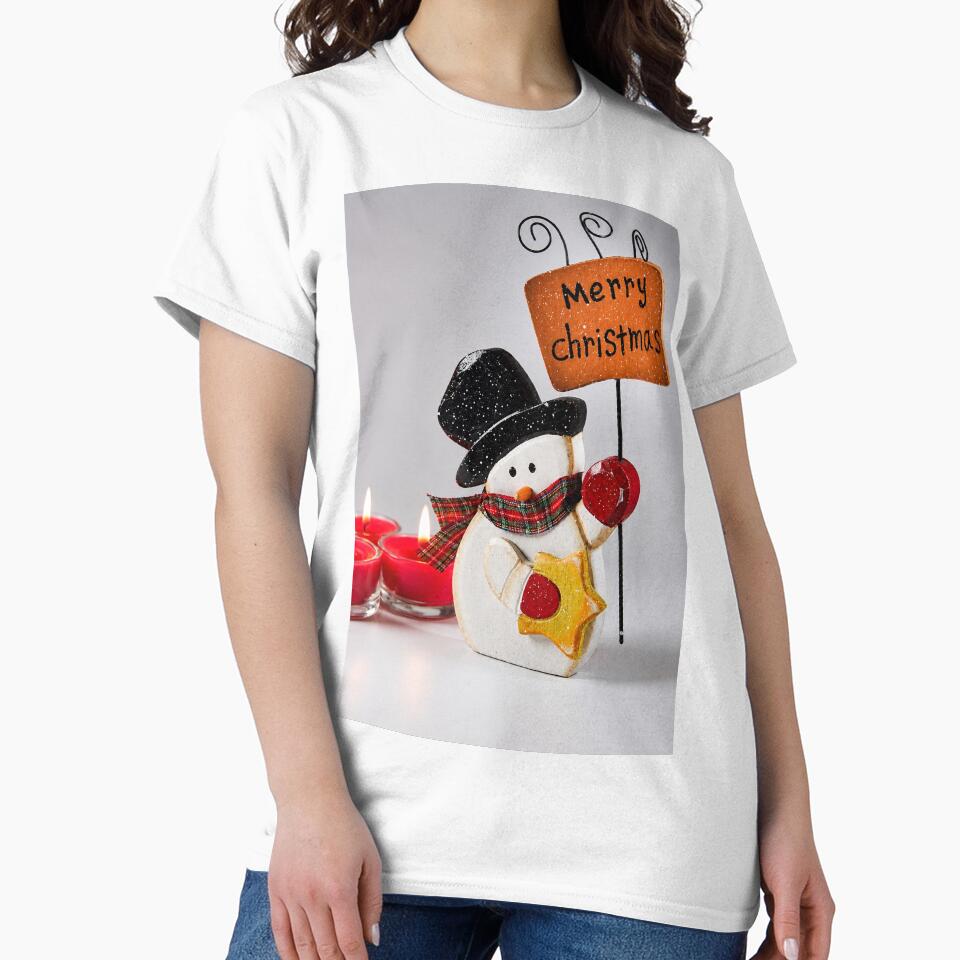 Merry Christmas Snowman with Candles – Festive Holiday Decoration by Kimberly Palmer