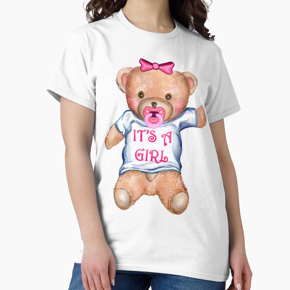 It's A Girl Teddy Bear with Pacifier by Deborah Camp