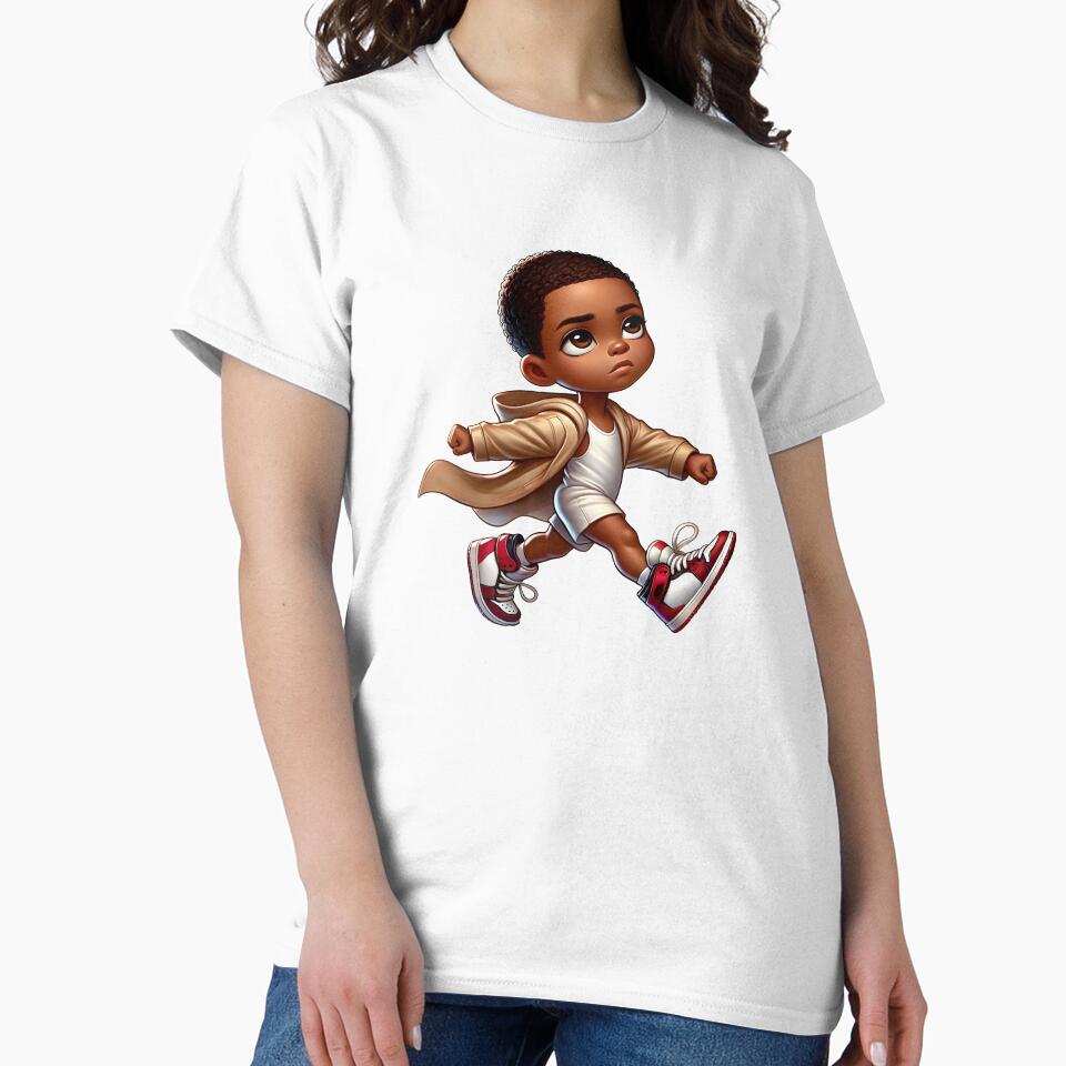 Stylish Melanin Boy Walking – Trendy Cool Kid Illustration by Lulunza