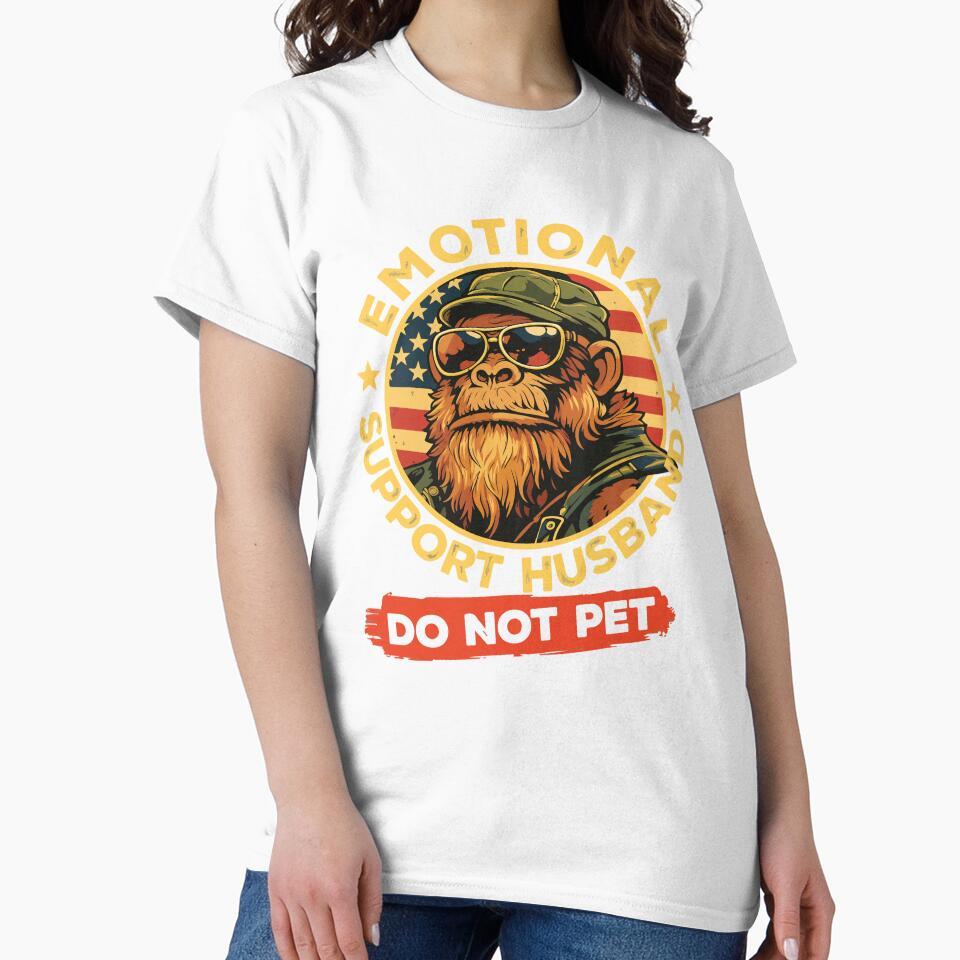 Emotional Support Husband Do Not Pet Funny Retro Couple Humor by kiralynstration