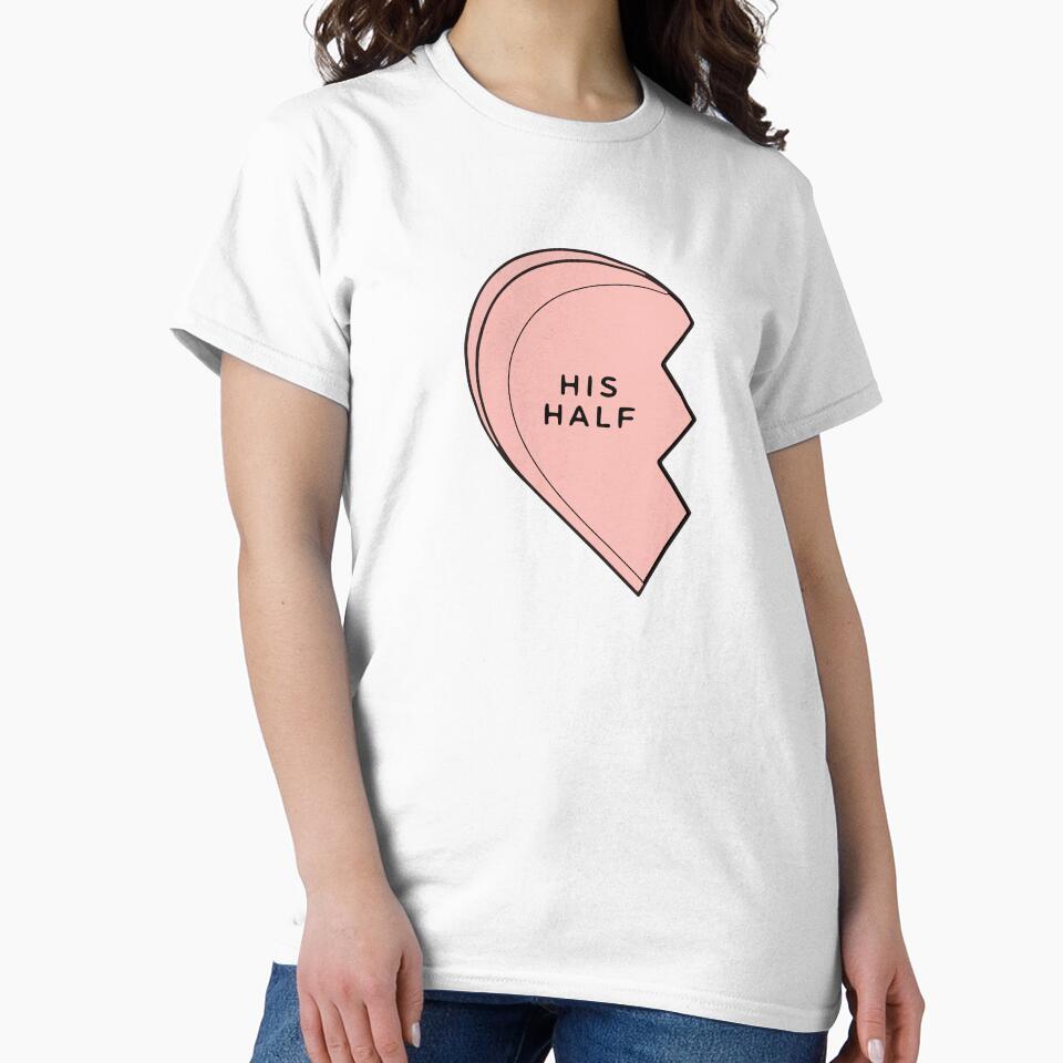 His Half Her Half Matching Couple Heart Valentine Design by GLMax