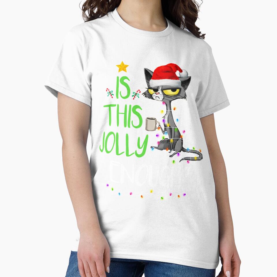 Is This Jolly Enough Black Cat Merry Christmas by LucilleRigg