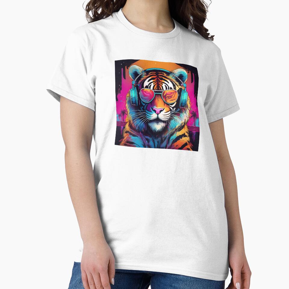 Tiger in Headphones and Shades Synthwave by Boxing Kangaroo Retail Company