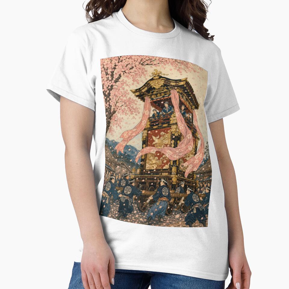Floral Procession - Vintage Japanese Spring Festival Ukiyo-e Woodblock by bapupa