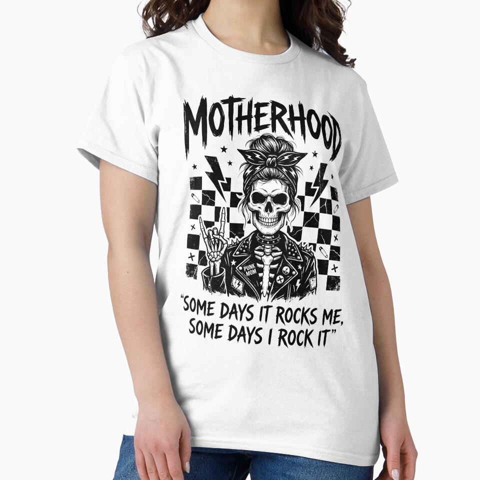 Punk Mom Skull Design, Gothic Mom Shirt, Edgy Motherhood Graphic Tee, Rock Mom Gift, Alternative Mom Aesthetic by PlumArtDesign