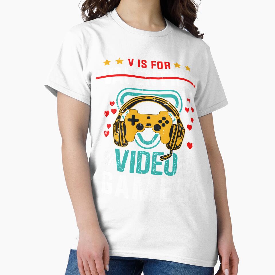 V Is For Video Games Funny Valentines Day Gamer by mohalaz