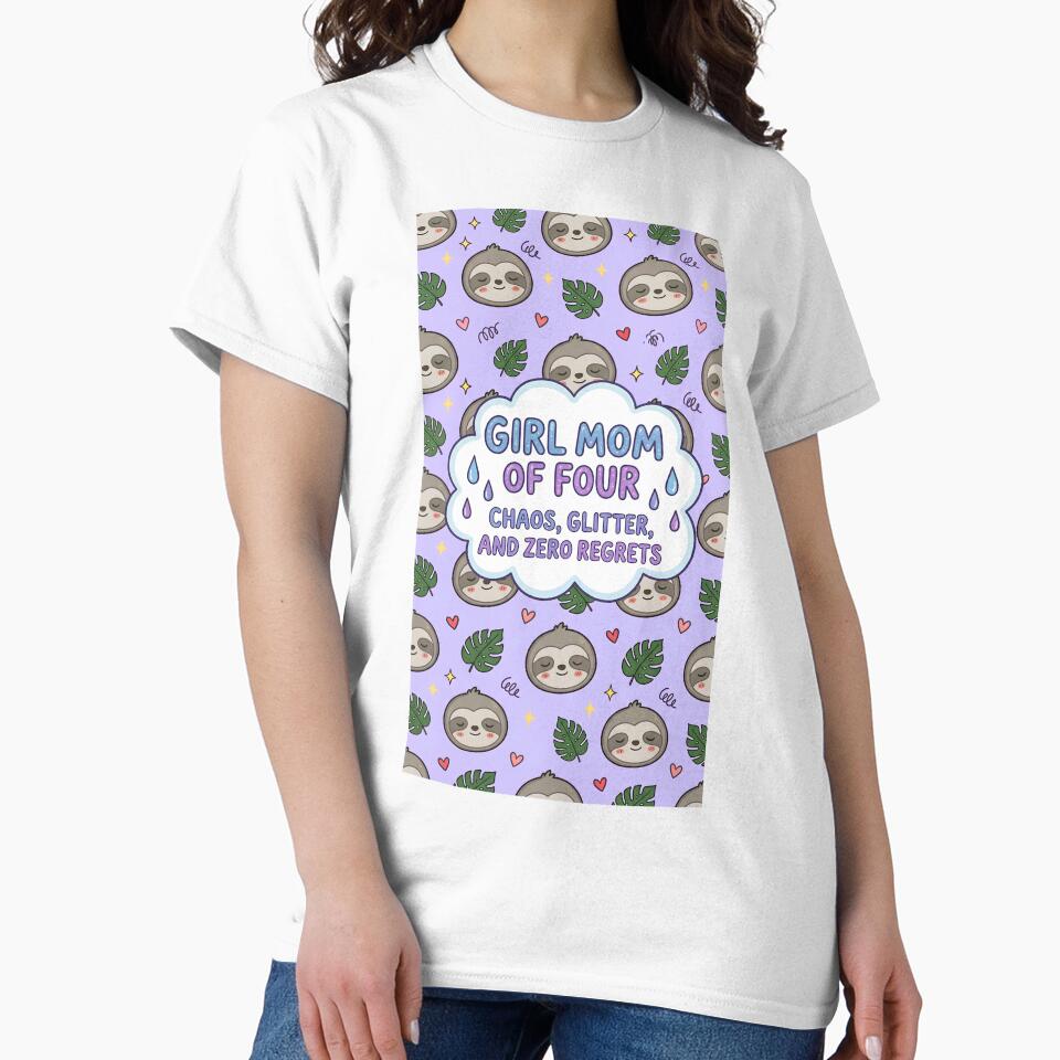 Girl Mom of 4 Cute Sloth Pattern by Itsheartshop