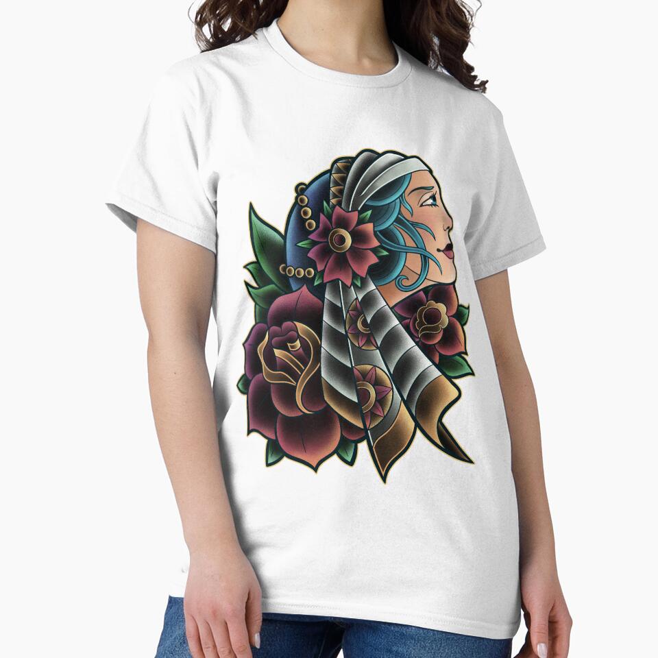 Woman Face T-shirt by Invoked-ink