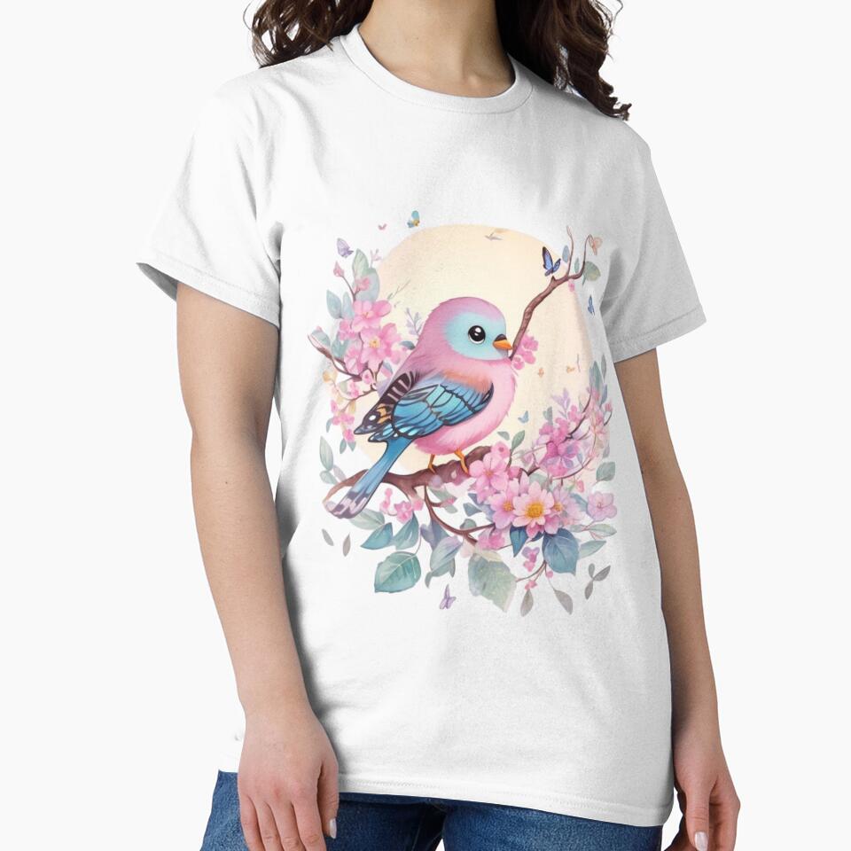 Charming pastel bird with coffee design – spring motif for alert, curious & cheerful home vibes by CoolContent Factory
