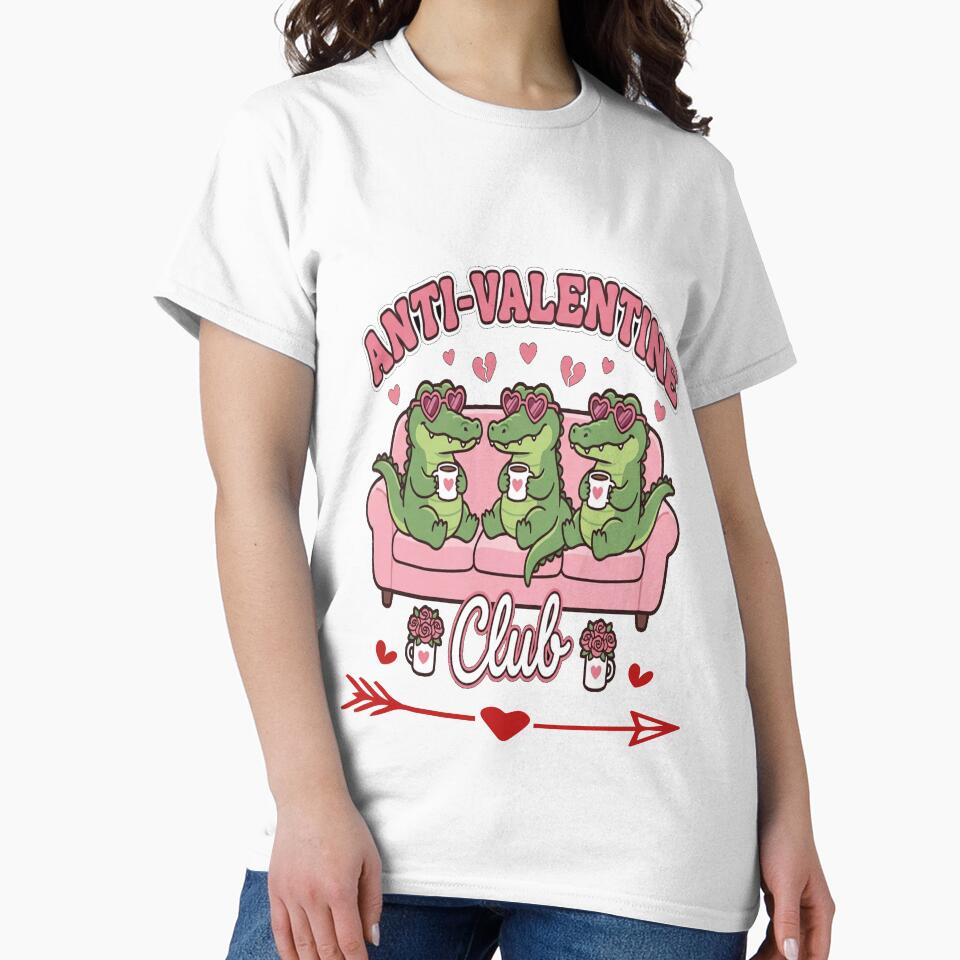 Anti Valentine Club – Funny crocodile Valentine Design for Singles & Galentines by SoftSoaring