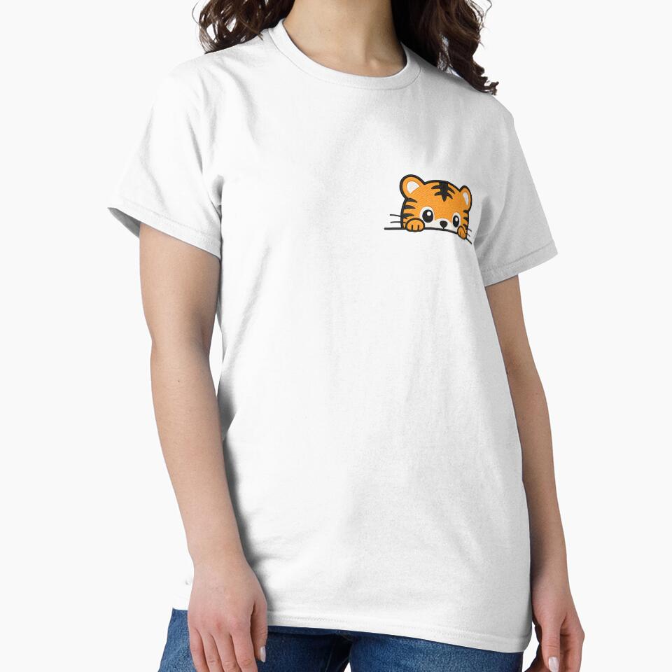 Kawaii Tiger Peeking Cute Cartoon Animal | Minimal Orange Tiger Design by ColorSplash123