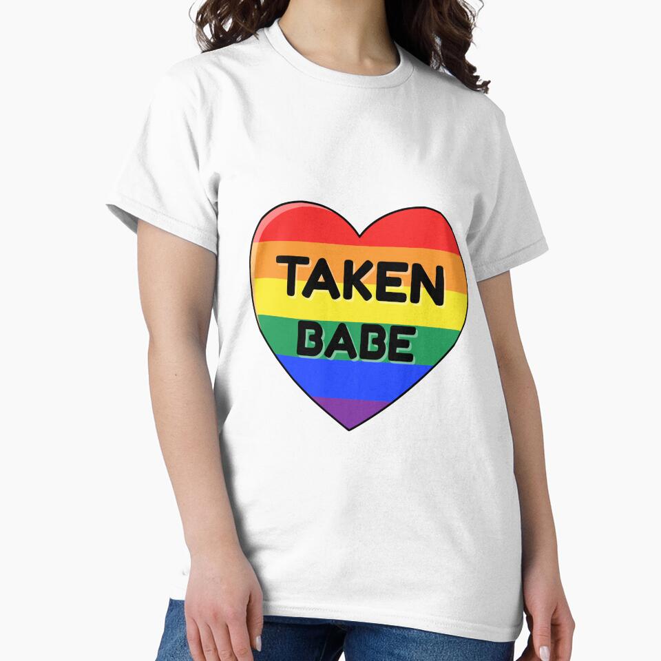 Rainbow Pride Heart Sticker – Taken Babe LGBT Love Design, Cute Gay Gift Graphic by wackyartwork