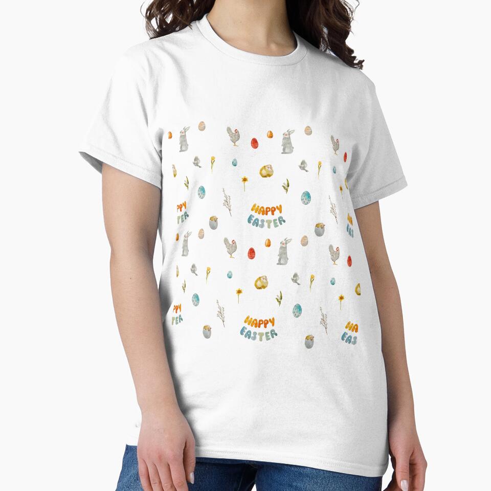 Happy Easter title rabbit cute watercolor pattern black by Yana Mustafina | Boho Soulful Designs