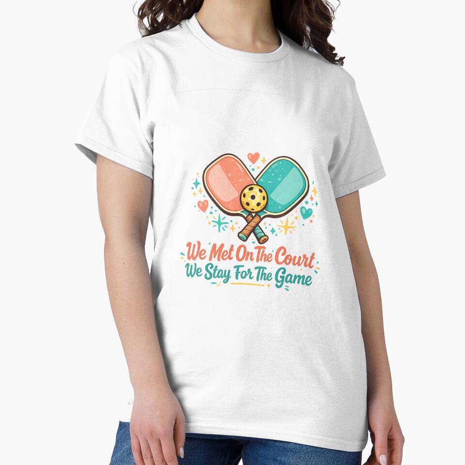 We Met On The Court Pickleball Couples – Cute Paddle Heart Art | Pickleball Couple Gift by irfanshikh