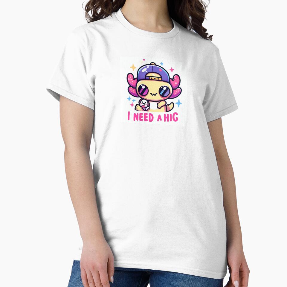 Cute Kawaii Axolotl Astronaut Hugging Puppy “I Need a Hug” by Mitaudesign