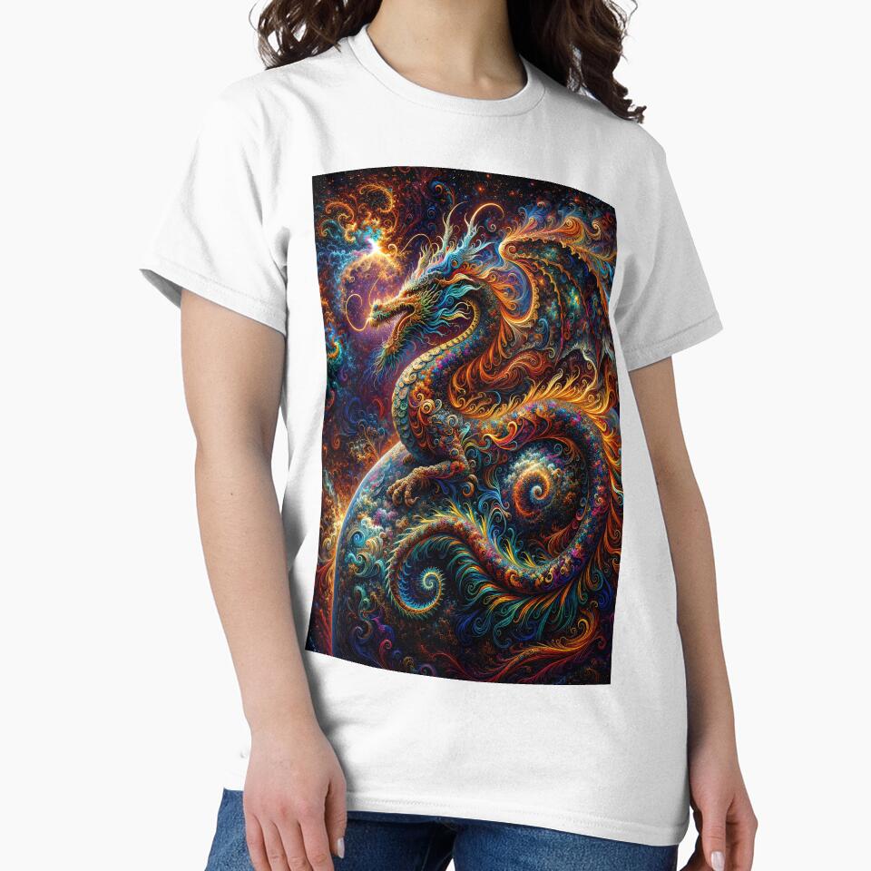 Psychedelic Cosmic Dragon – Vibrant Celestial Fantasy Dragon Art by DrakariArt