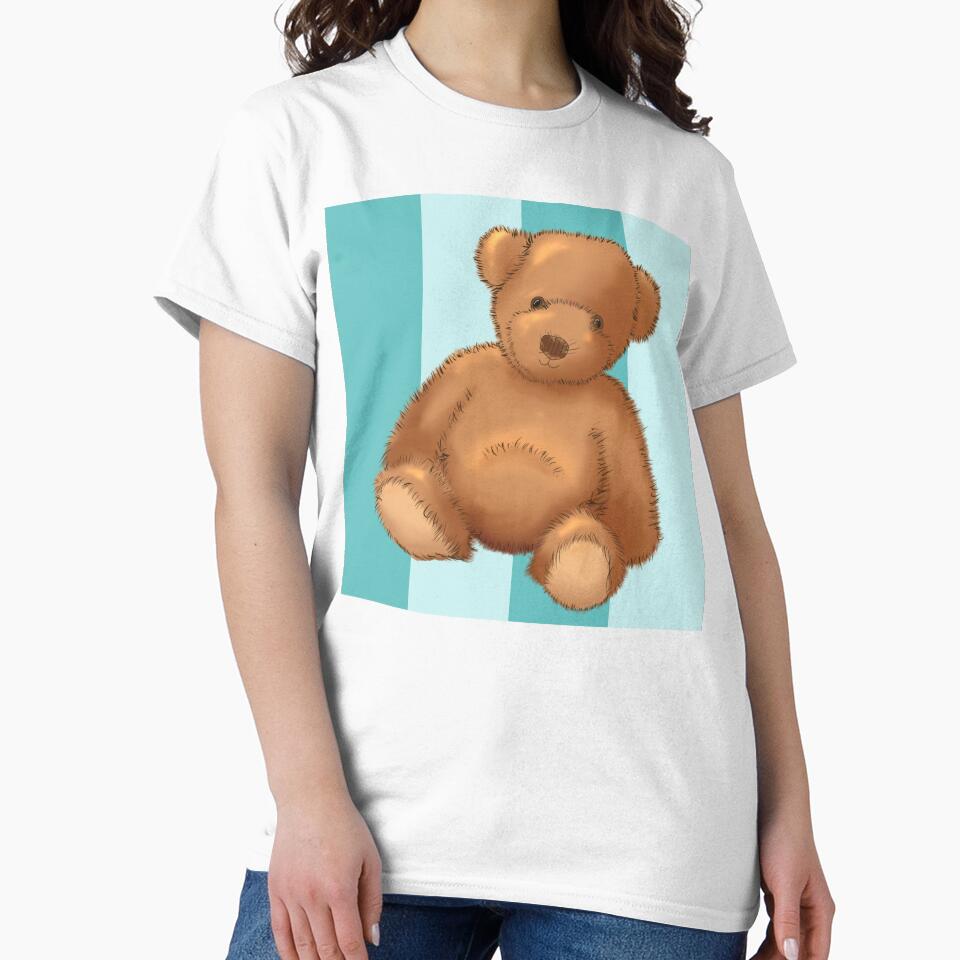 Teddy bear on teal stripe by OhNoNotAgain42