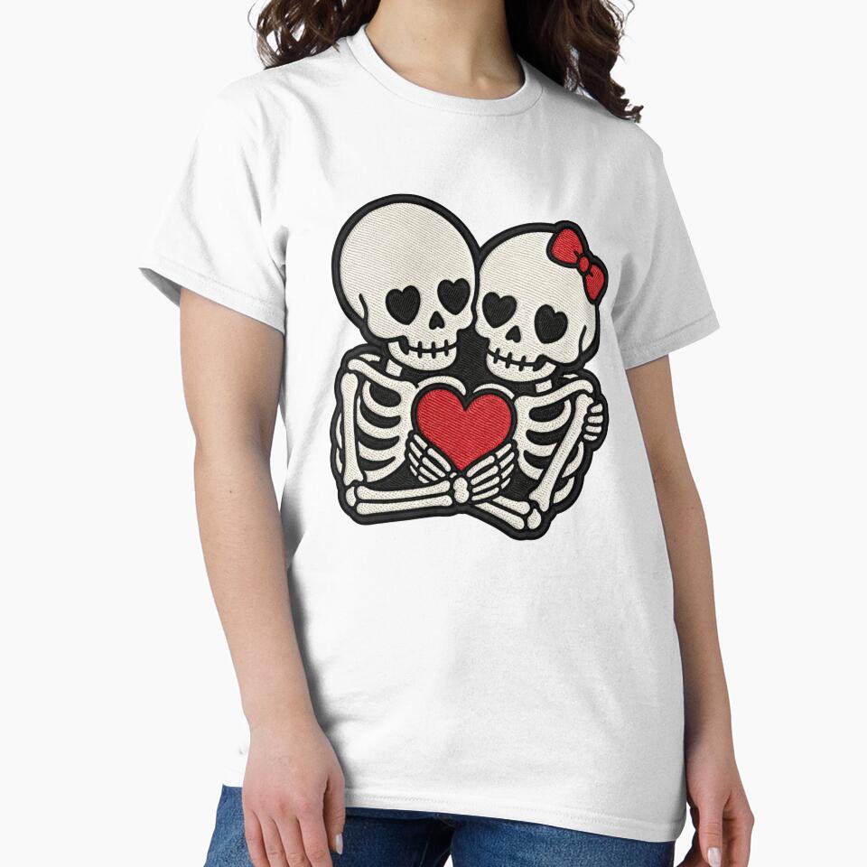 Skeleton Couple Hug – Gothic Love Romantic Design by ColorSplash123