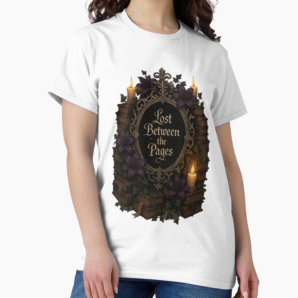 Lost Between the Pages Dark Academia Book Lover Sticker by inkoutninja