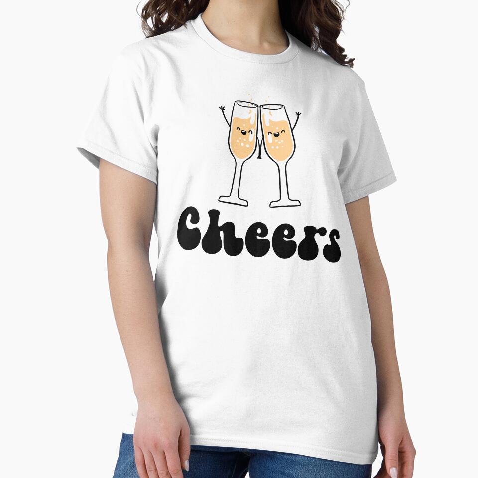 Cheers - Happy New Year 2024, Cute Sparkling Wine Glasses Toast Celebration (Black and Sparkling Design) by Spiprinto