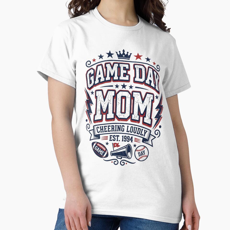 Game Day Mom Shirt, Cheering Loudly Sports Mom Tee, Baseball Football Mom Gift, Team Mom Game Day Outfit by PlumArtDesign