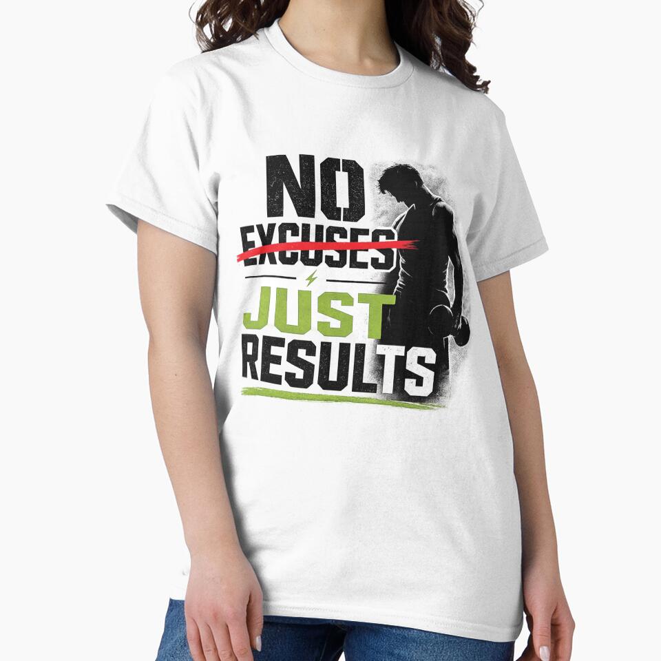 No Excuses Just Results Gym Motivation Design | Fitness Quote by Bilel ★★★★★