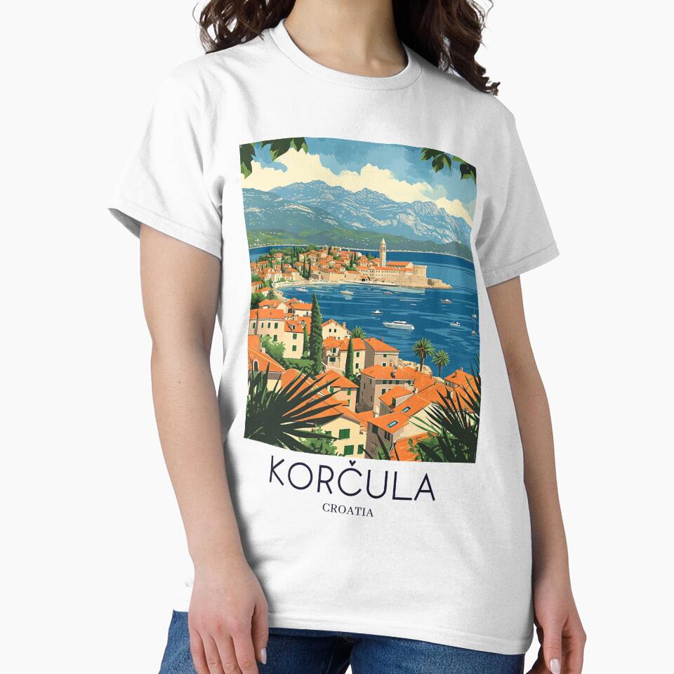 A Pop Art Travel Print of Korčula - Croatia by StudioRedKoala