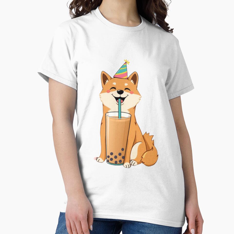 Shiba Inu Boba Tea Milk Chocolate Party Hat happy birthday kawaii gift funny christmas happy by CheeseBlueprint