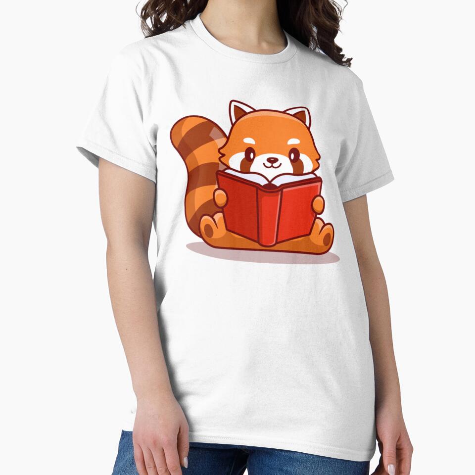 Cute Red Panda Reading Book by FraustoWilmer