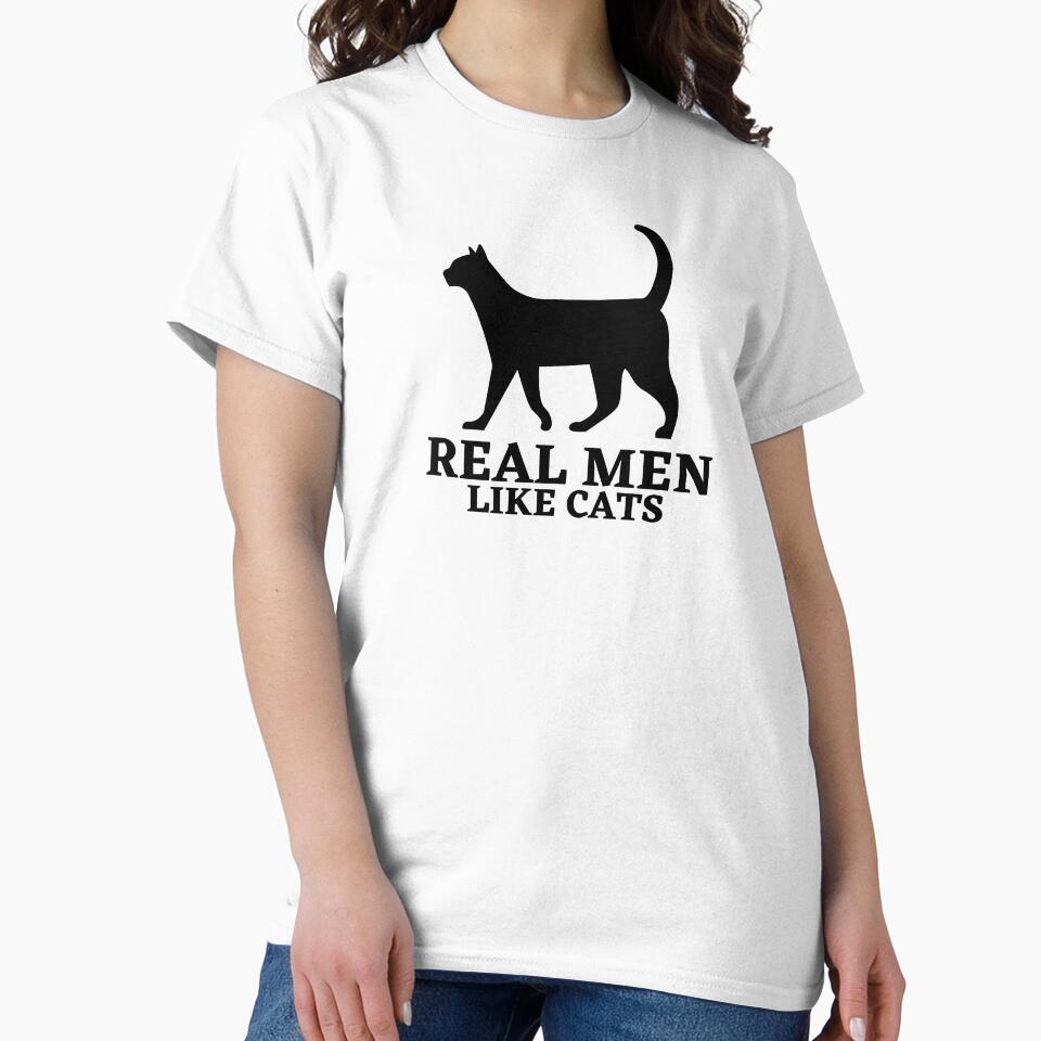 Real Men like Cats, Husband ,Dad Gift ,love Funny Geek , Mens Womens Ladies Youth Kids Cat Kitten Meow,black and white by Orgoss