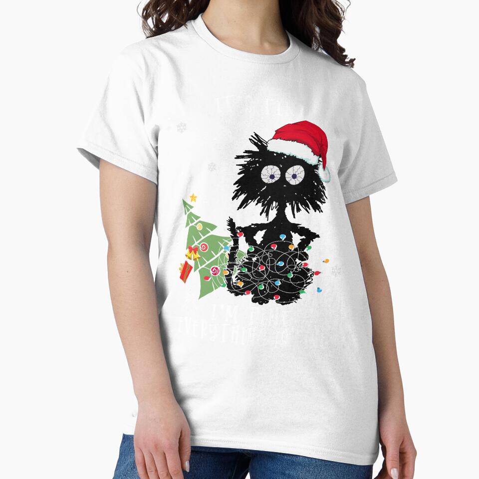 funny  black cat christmas family shirt , matching It's Fine I'm Fine Everything Is Fine cats christmas shirt by ZAIN JAMAL