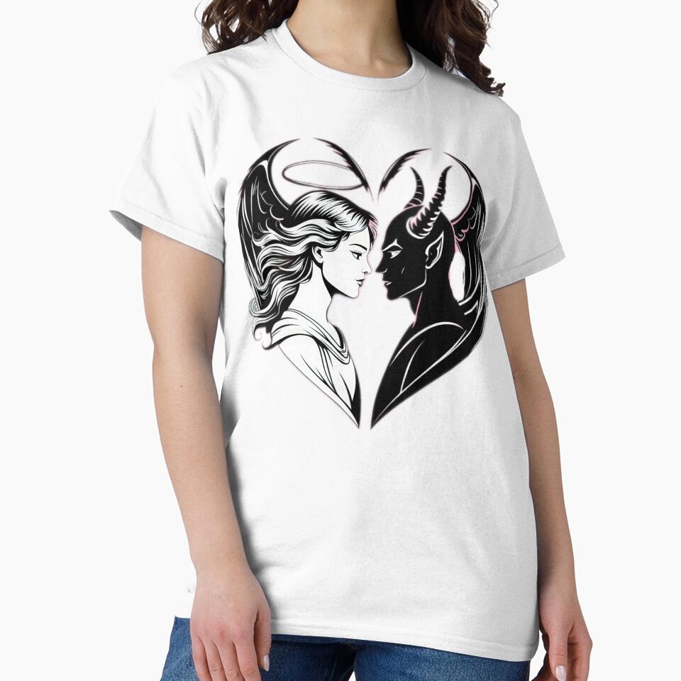 Valentines Day angel and demon couple with heart,Valentine heart,valentine art,valentine design by Expressions-Sel